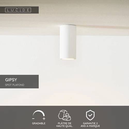 Lucide GIPSY - Spot plafond - Ø 7 cm - 1xGU10 - Blanc - USP